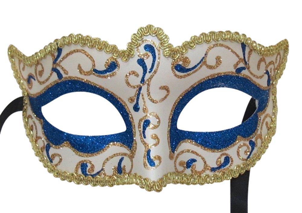 MASK & CO Mens or Ladies Quality Blue & Gold Venetian Masquerade Party Ball Eye Mask