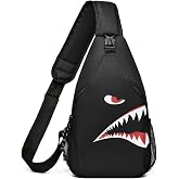 Shoulder Bag Sling Bag For Men,Small Crossbody Bag for A Short Travel Sports Running Hiking (Black shark)