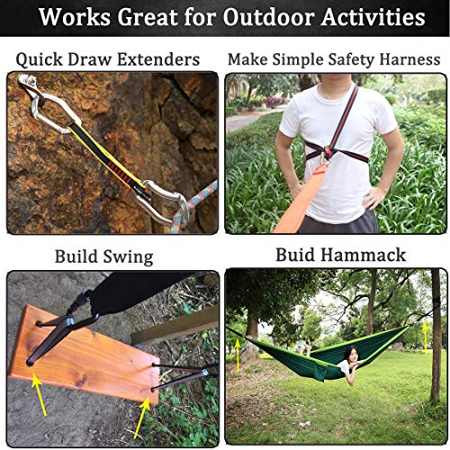 Boaton Climbing Utility Cord, Nylon Sling Runners, Creating Anchors System, Rappelling Gear, Perfect for Tree Work, Rock Climbing, Rappelling, Outdoor Activities, 24''