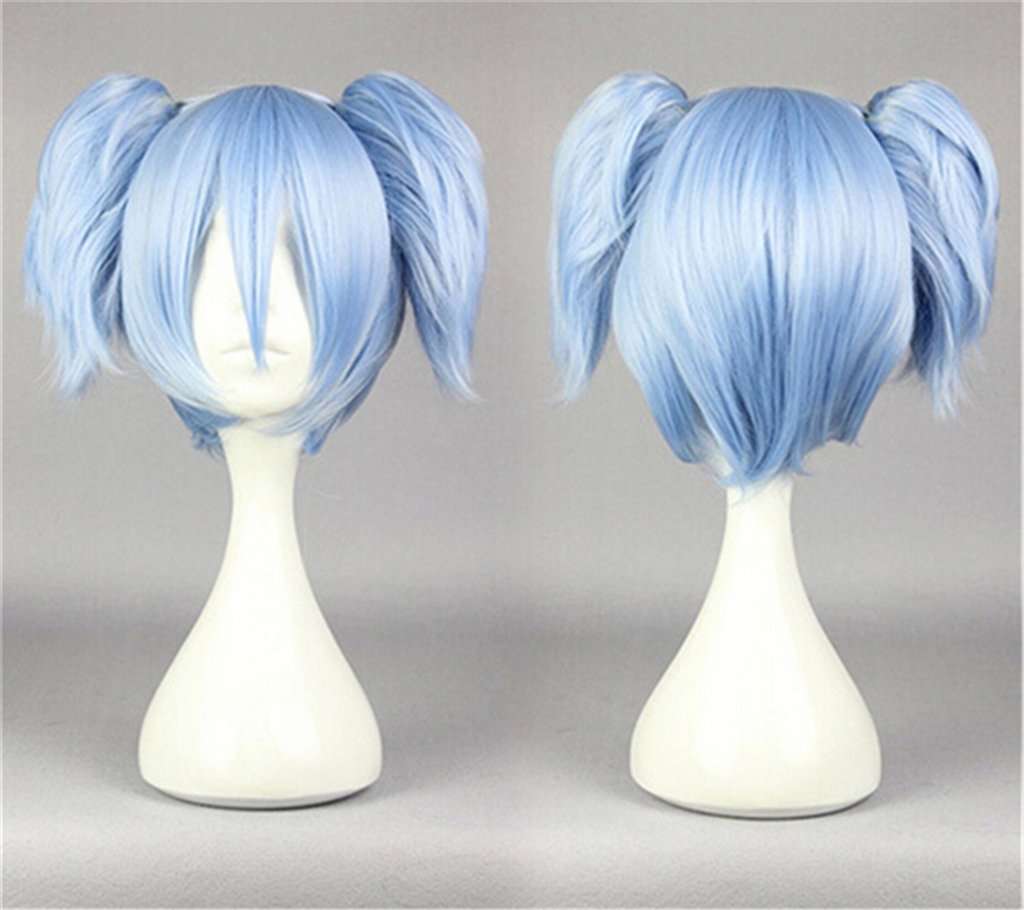 Amazon Com Kadiya Cosplay Wig Short Ice Blue Pigtails Synthetic