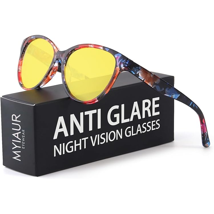 Lunettes De Conduite De Nuit Pour Femme - Verres Jaunes Polarisés UV400 - Anti-reflet, Légères
