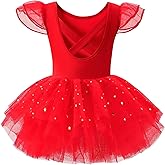 Tutu.kk Toddler Ballet Leotard Ruffle Sleeve Sequin Tulle Tutu Dress Ballerina Outfits for Girls Birthday Holiday