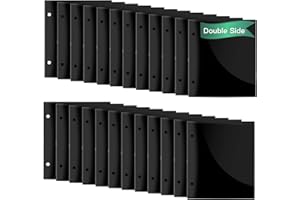 BORCOLO Flip Folder Pages-24PCS Double Side Flip Folio- 7.5 x 6.5'' PVC Waterproof Music Files Holder Flip Folder with 2 Holes for Holding Sheet Music and Storing Music Files