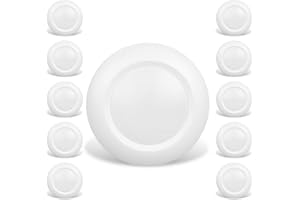 JULLISON 10 Packs 4 Inch LED Low Profile Recessed & Surface Mount Disk Light, Round, 10W, >600 Lumens, 3000K Warm White, CRI80, DOB Design, Dimmable, ETL Listed, White