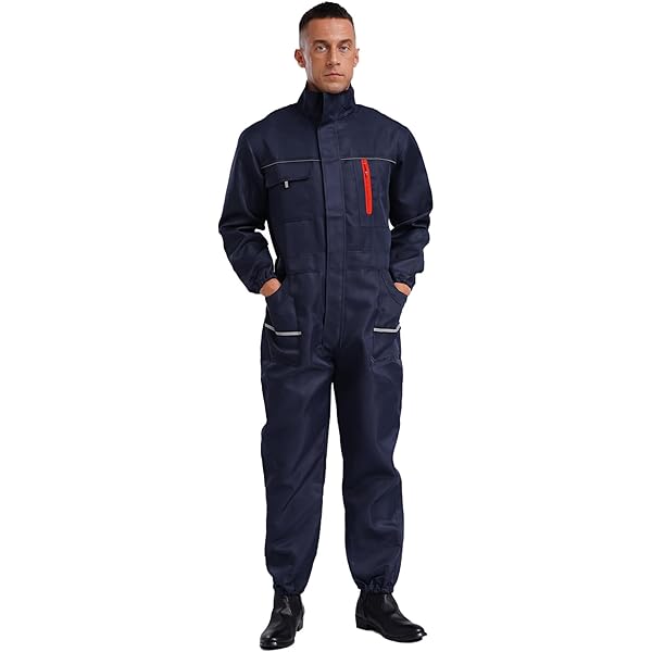 Amazon.com: Hularka Men's Stand Collar Coverall Jumpsuit