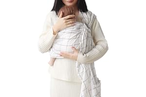 Vlokup Ring Sling Baby Carrier, Soft Cotton Baby Sling Carrier Newborn to Toddler, Baby Wrap Carrier for Plus Size Parents, Perfect Shower Gift, White Plaid