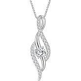 Aprila Women Infinity Necklace 925 Sterling Silver Twist Birthstone Pendant with Chain 5A Cubic Zirconia Jewelry
