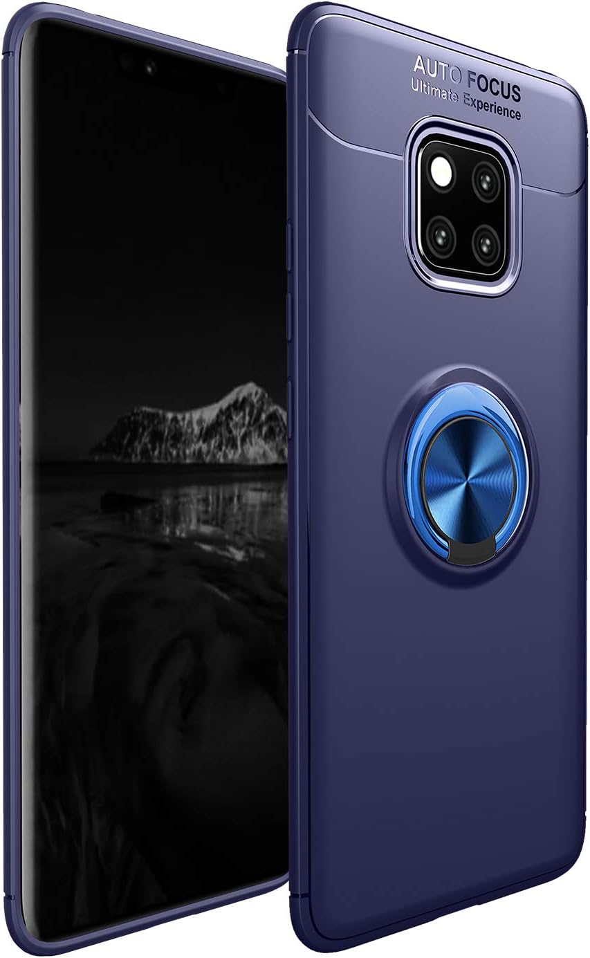 Case for Huawei Mate 20 Pro Taiaiping Soft TPU Material Suitable for Automotive Magnet Brackets Invisible Ring Bracket Multi-Function Protective Shell (Blue)