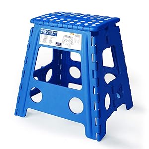 Acko 16 Inches Super Strong Folding Step Stool for Adults and Kids, Kitchen Stepping Stools, Garden Step Stool Blue