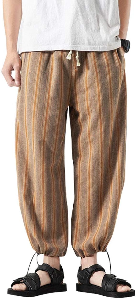 Amazon サルエルパンツ メンズ ワイドパンツ カジュアル ガウチョパンツ 袴パンツ 大きいサイズ ゆったり ヒップホップ ウエストゴム 綿麻風 メンズズボン おしゃれ 春 夏 秋 冬 ロングパンツ 通販