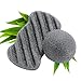 FRESHME 100% Nature Cleanning Charcoal Konjac Sponge - 2 Pack Bamboo Activated Carbon Puff Set Exfoliator Facial & Body Washing Tools for Women Eco-Friendly Material Fit for Dry Oil Sensitive Skin