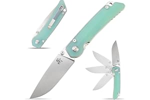 Sitivien ST128 Folding Knife,D2 Blade,G10 Handle Folding Knife with Clip, Safety Liner Lock,EDC Tool Knife for Outdoor Hiking Camping-Jade