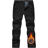 TBMPOY Men's Snow Ski Pants Waterproof Fleece Lined Insulated Softshell Winter Snowboard Hiking Zipper Bottom Leg