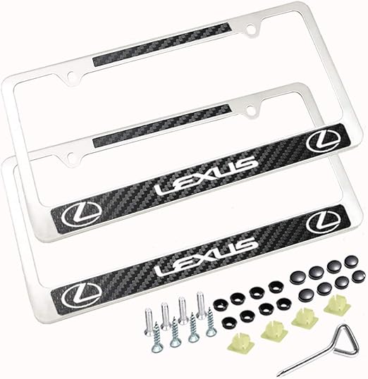 2 Pcs Premium Silver Stainless Steel License Plate Frame