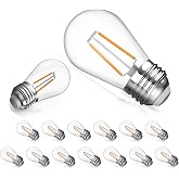 winsaLED 15 Pack 2W S14 Replacement Bulb for String Light, 2700K Soft White | Shatterproof Waterproof LED Outdoor Light Bulbs, E26 Base, AC120V, 150LM, Not Dimmable