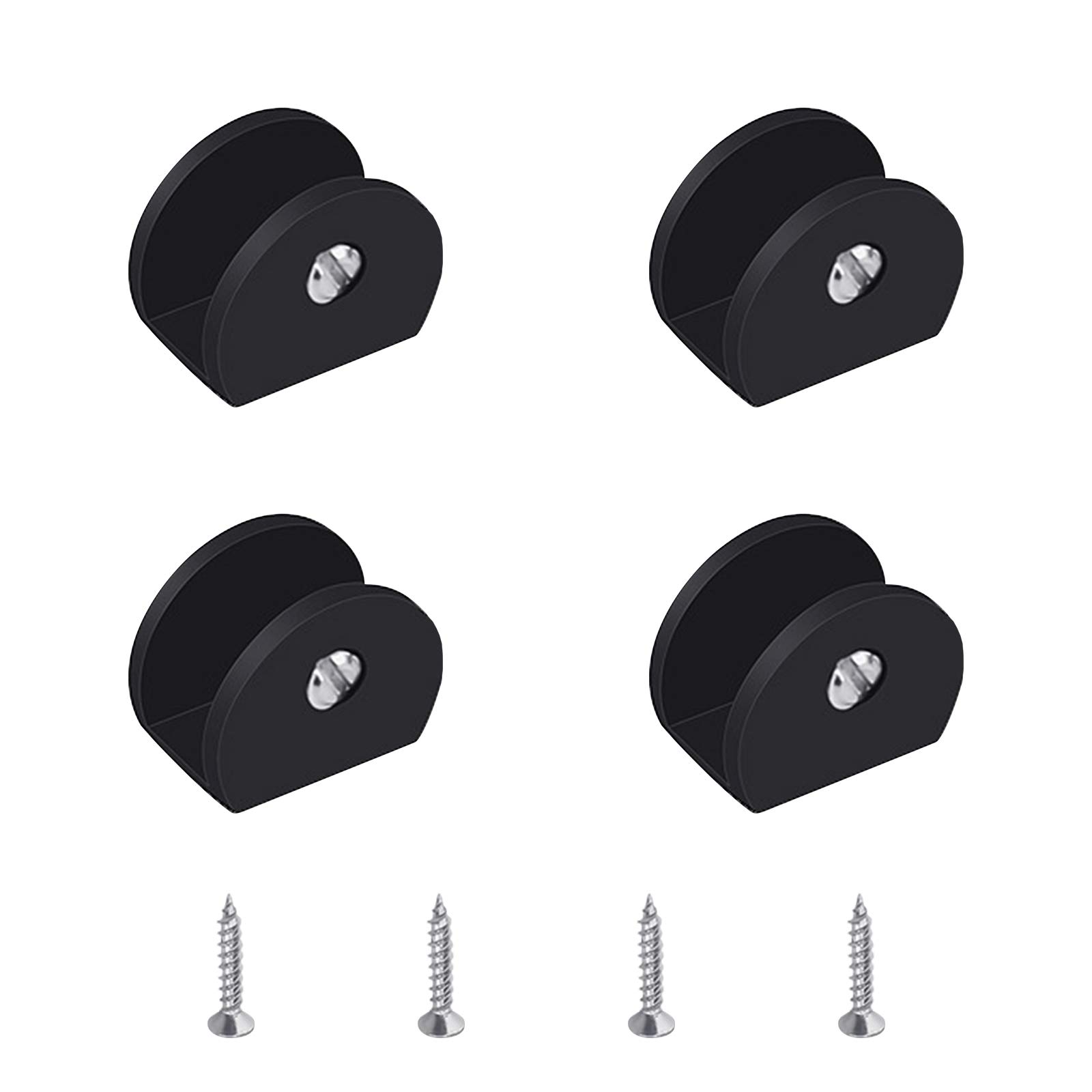UFURMATE Glass Clamp, 4Pcs Adjustable Half Round Glass Shelf Brackets Aluminum Alloy Glass Clamp Clips Wall Mounted Black Glass Holder Supports Mounting Brace for 6-8mm Thick Glass Shelves