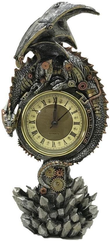 Nemesis Clockwork Reign 28cm - steampunk dragon sitting on clock now