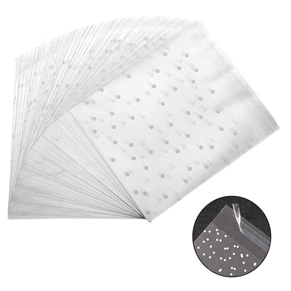 Pack of 300 Transparent Cellophane Bags, Frosted White Polka Dot, Gift Bag for Sweets Biscuits, Soap, Chocolate, Cookies - Image 4