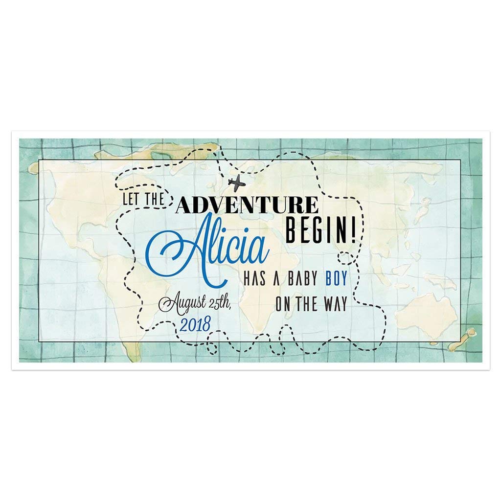 Amazon Com Map Adventure Baby Shower Boy Banner Personalized