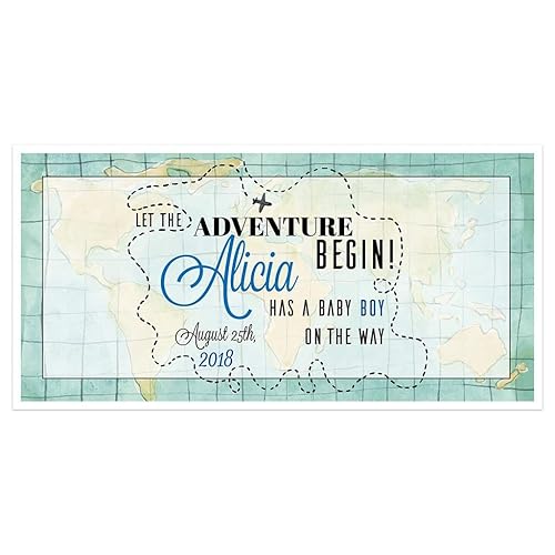 Amazon Com Map Adventure Baby Shower Boy Banner Personalized