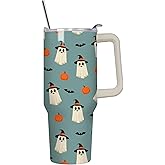 01coin 40oz Halloween Tumbler With Lid and Straw, Ghost Gifts for Women, Ghost 40oz Tumblers With Handle Stainless Steel Insulated Tumblers