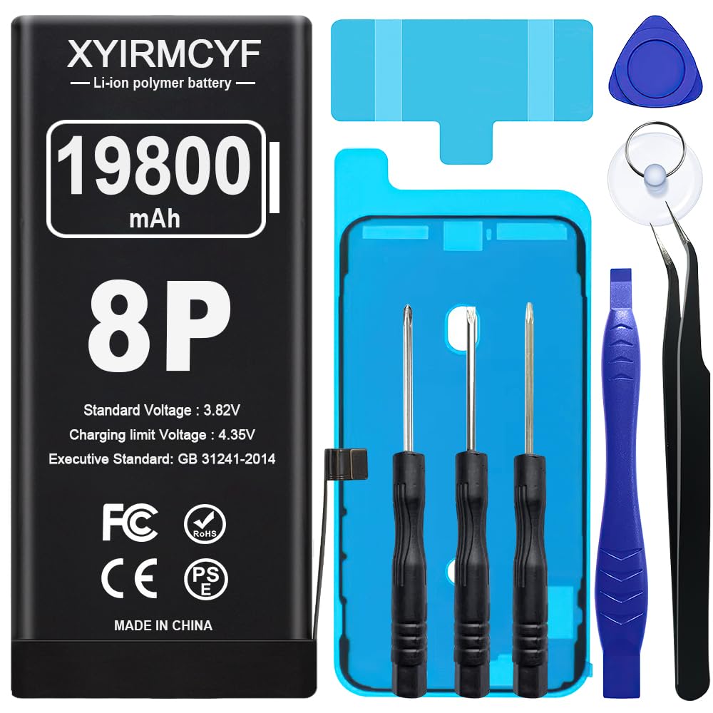 Photo 1 of XYIRMCYF 19800mAh Super Capacity Battery Compatible with iPhone 8 Plus, 0 Cycle Li-Polymer Replacement Battery for iPhone 8 Plus, with Professional Repair Tool Kit