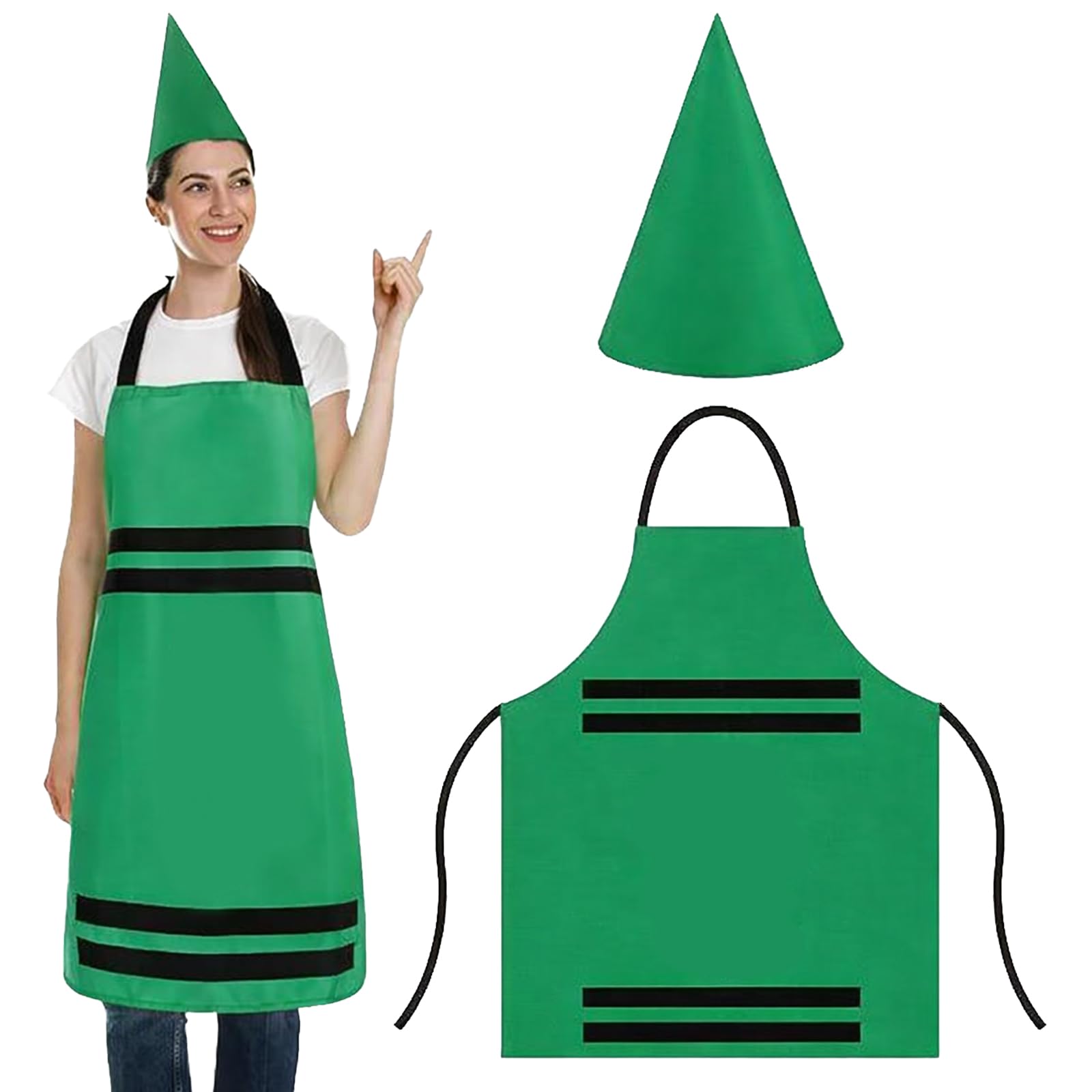 SSKHE 2 Pcs Crayon Apron Set,Crayon Apron and Funny Gnome Cone Hat Set,Crayon Costume for World Book Day Fancy Dress Up