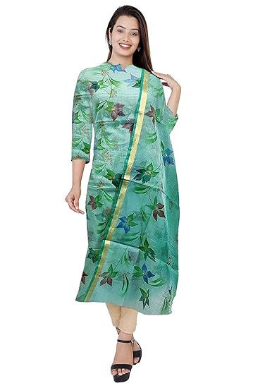 Nikhilam Hand Brush Painted Cotton Suit Dress Material for Womens (Multicoloured)