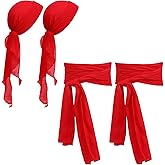 Pirate Accessories Halloween Costume Set 4Pcs Pirate Hat Bandana Halloween Head Scarf Sash Belt Renaissance for Women Men