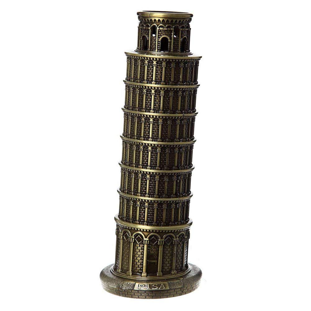 SUPERPOWER® 6 Inch Retro Bronze Italy Leaning Tower of Pisa Architecture Model Metal Sculpture Statue Crafts Collectible Figurine Art Home Decor for Unique Gifts Desktop Decoration Souvenir