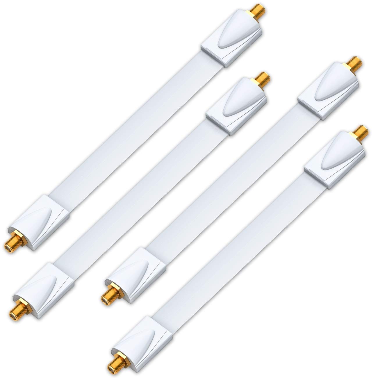 Deleycon 4 Pack White 80.15g F-connector Coaxial Cable for Satellite Receiver, Set-top Box, Antenna