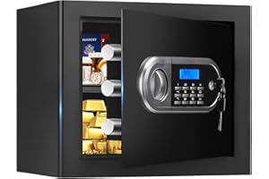 APRXUVOT 1.3 Cuft Small Home Safes Water and Fireproof, Anti-theft Safes for Home Use Fire and Water Proof with Combination Lock, Smart Alert System and Removable Shelf, Digital Document Safe for Jewelry Money