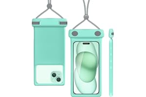 WELLHOUSE Universal Waterproof Phone Pouch with Lanyard Cell Phone IP8X Diving Outdoor Beach Floating Underwater 7.0" Lovely Phone Case Dry Bag 3D Seamless HD TPU Dustproof Touch for iPhone Duke Crystal Mint