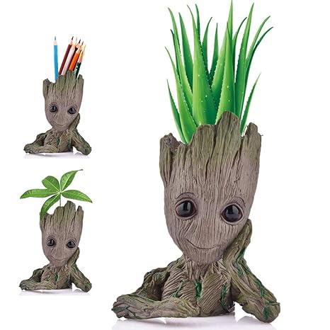 Angker Flowerpot Cartoon Flowerpot Figures Cute Model Groot Succulent Planter Cute Green Plants Flower Pot With Hole Pen Pot Best Gifts For Kids