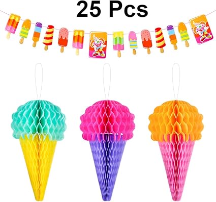 Amazon Com 24 Pieces Hanging Ice Cream Honeycomb Ball Tissue