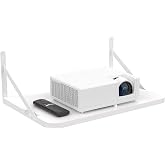 Projector Shelf for Wall Mount, 16.5" &times; 11", Holds Up to 25lbs, White | Solid Wood, Long-Lasting, Floating Shelf for Router, TV Cable Box, Game Console, DVD Player, Modem