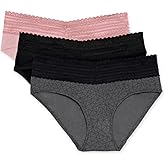 Warner's Women's Blissful Benefits Dig-Free Comfort Waist with Lace Cotton Hipster 3-Pack Ru2263w