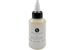 Narrative Cosmetics Metallic Alcohol Airbrush Paints - 2 fl oz, Skin Safe, Quick Dry, Waterproof, Sweatproof, Transferproof Liquid Makeup for Bodypainting, Theater, FX Makeup - Metallic White