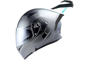 1Storm Motorcycle Modular Full Face Helmet Bike Flip up Dual Visor Sun Shield: HB89 Carbon Fiber Black