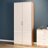 ELEGANT Cream Oak 2 Door Wardrobe Set with 4 Drawers & Nightstand view 8