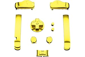 eXtremeRate Chrome Gold Replacement Full Set Buttons for Gameboy Advance GBA - Handheld Game Console NOT Included