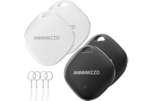 ANNNWZZD Tags 4 Pack Air Tracker Item Finders with Apple Find My (iOS Only) Track Your Keys, Wallet, Luggage, Backpack, Super Lightweight, Comes with 4 Beautiful Keyrings