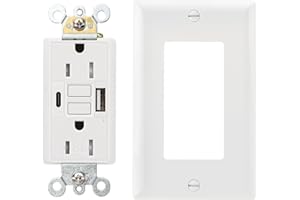 Wengart GFCI Outlet with USB in-Wall,15A Self-Test with LED Indicator Tamper Resistant DC5V 4.8A Charger Outlet with USB Type A & TypeC,White