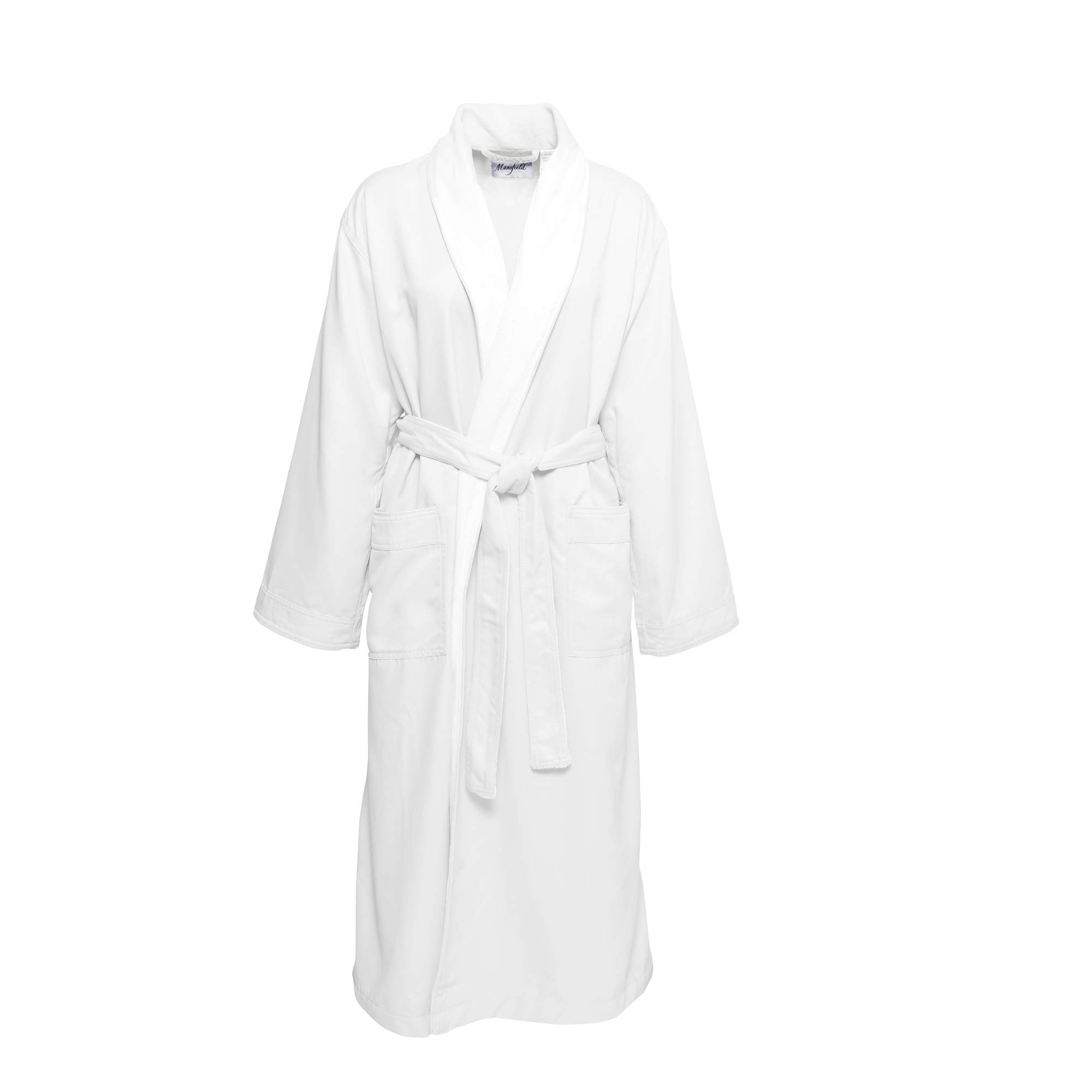 Photo 1 of Mansfield, Unisex Microfiber Terry Lined Shawl Collar Spa Bath Robe, White, 4X