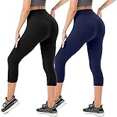 SINOPHANT Capri Leggings for Women - 2 Packs Buttery Soft Yoga Pants for Gym Athletic