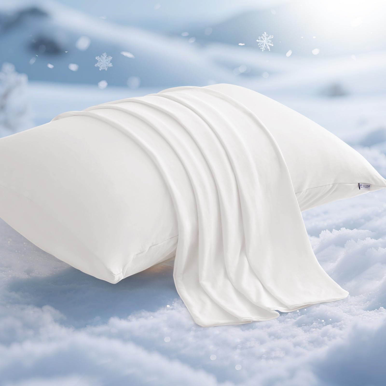 Photo 1 of (USED/FAIR) Elegear Cooling Pillow Cases for Hot Sleepers, Japanese Q-Max 0.5 Cooling Pillowcases, Both Sides[Cooling/Cotton], Breathable Soft Pillowcase for Hair and Skin, Set of 2-White (King (20" x 36"))