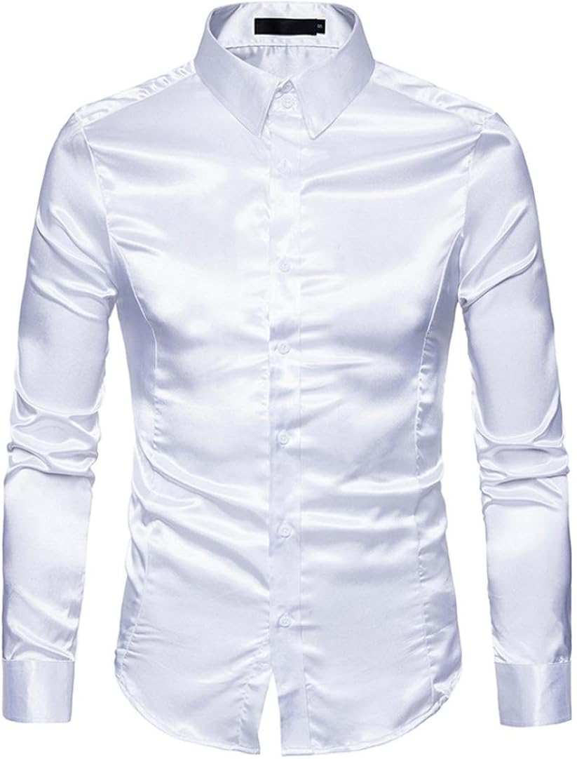 Buy Easytoy Men's Performance Shirt Shining Slim Fit Dress Shirt XX