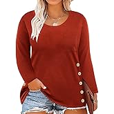 TIYOMI Plus Size Tops Women Long Sleeve Plain Solid Tunics Basic Casual Shirts Autumn Fall Winter Spring XL-5XL