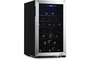 NewAir 20” Wine Refrigerator – 50 Bottle Wine Cooler, Single Zone Freestanding Wine Fridge in Stainless Steel, Wine Chiller with Adjustable Racks and Exterior Digital Thermostat for Kitchen and Bar