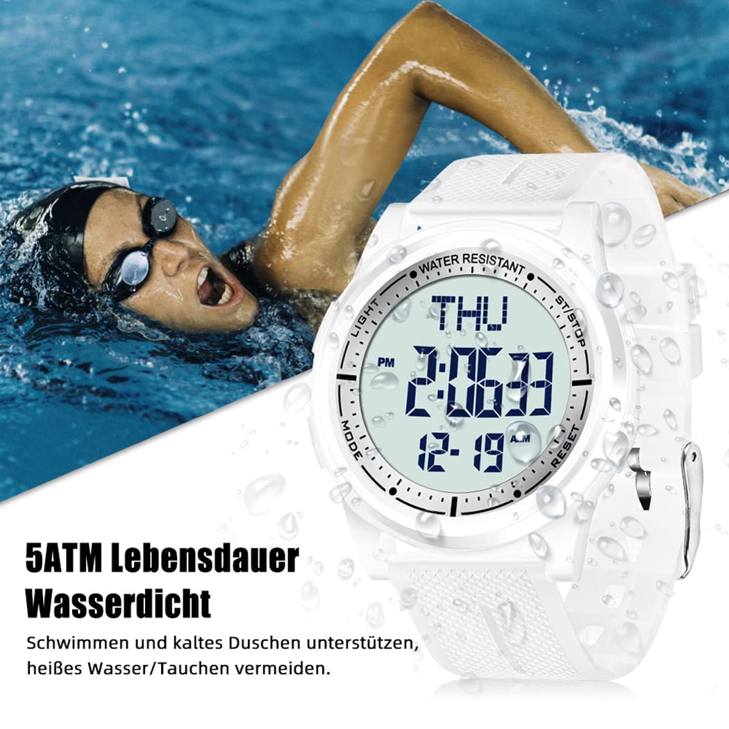 Digital Herren Damen Uhren ATM Wasserdicht Sport Armbanduhr mit